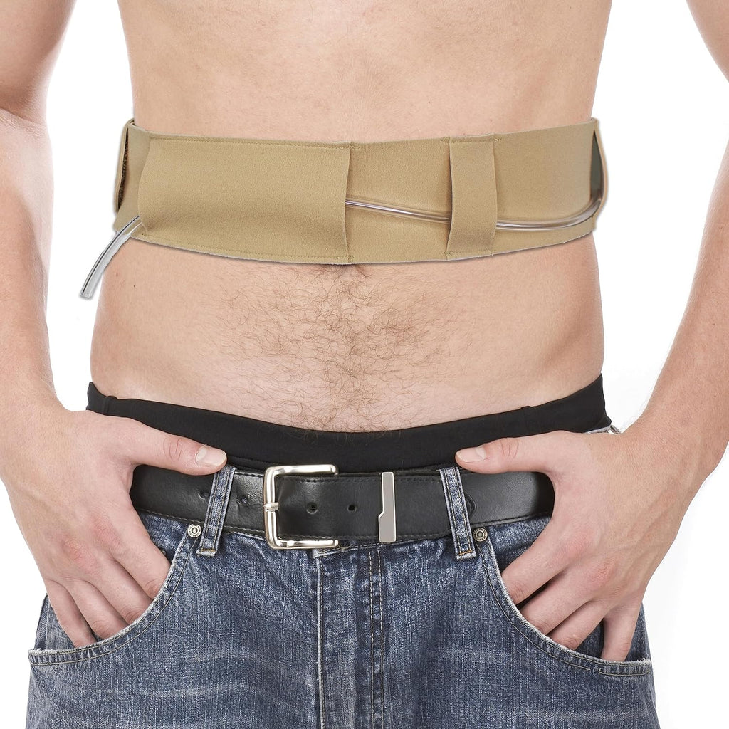 Peritoneal Dialysis Tube Belt - Slim, Soft and Stretchy PD Catheter Belt - Safe for Skin - Made in The UK - Peg Tube Supplies - Medical Peritoneal Dialysis Accessories (Large - 37″-50″, Black)