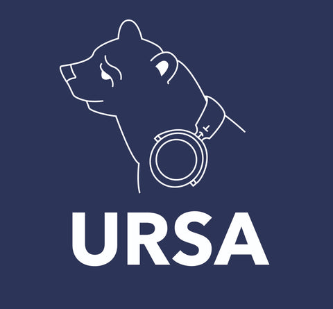 URSA bear logo, blue background
