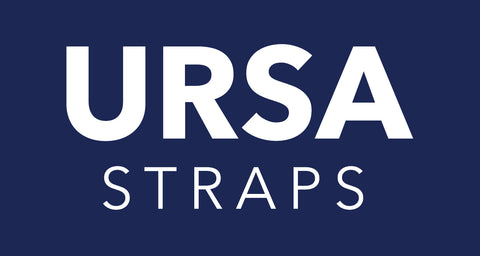 URSA Straps logo, blue background