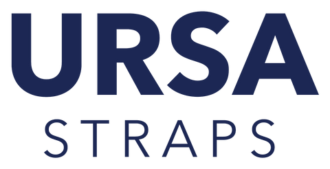 URSA Straps logo, blue, no background